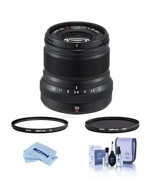 Fujifilm Xf 50mm f/2 Wr Lens, Black, Bundle with Hoya 46mm Uv+Cpl Filter Kit, Cleaning Kit, Cleaning Cloth