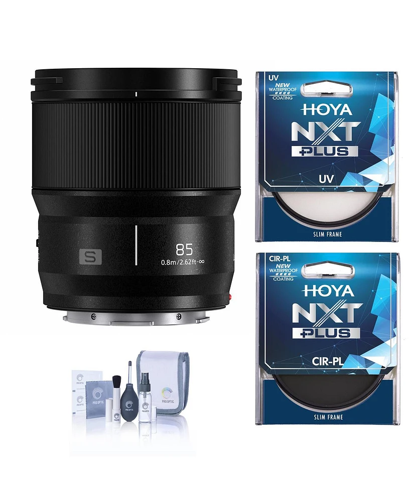 Panasonic Lumix S 85mm f/1.8 Lens for L Mount, Bundle with Hoya Nxt Plus 67mm Cpl+Uv Filter Kit, Cleaning Kit