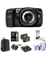 Blackmagic Design Blackmagic Design Pocket Cinema Camera 4K, Bundle, 2x Battery Packs, Backpack, Dual Smart Charger & Plate, Screen Protector, Sd Card