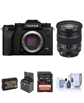 Fujifilm X-T5 Mirrorless Camera, Black with Xf 16-80mm f/4.0 R Ois Wr Lens, 128GB Sd Card, Extra Battery, 72mm Filter Kit, Cleaning Kit