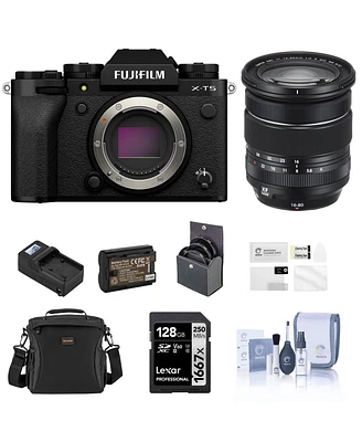 Fujifilm X-T5 Mirrorless Camera, Black with Xf 16-80mm f/4.0 R Ois Wr Lens, 128GB Sd Card, Shoulder Bag, Extra Battery, Charger, 72mm Filter Kit, Scre