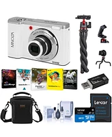 Minolta Minolta MNB5Z 56MP 5K Ultra Hd 2.8" Lcd Screen Digital Camera, White, Bundle with Shoulder Bag, 64GB Memory Card, Tripod, Cleaning Kit, P