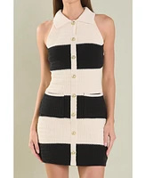 endless rose Women's Striped Crochet Knit Dress