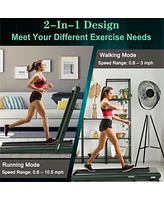 4.75HP 2 In 1 Folding Treadmill with Remote App Control-Green