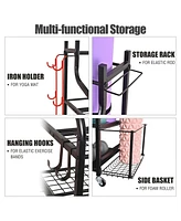 Mythinglogic 3- Tier Yoga Mat Home Gym Storage Rack, Large Capacity Dumbbell Rack for Home