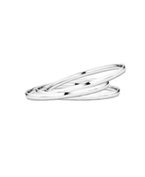 Bling Jewelry Set of 3 Stackable Round Dome Bangle Bracelet Silver Tone Stainless Steel