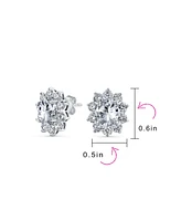 Bling Jewelry Set of 2 Classic Crown Black Clear 1.5 Ct Cz Stud Earring Silver Plated