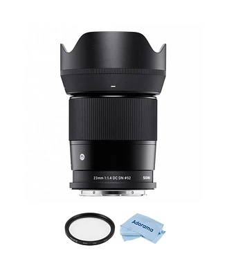 Sigma 23mm f/1.4 Dc Dn Contemporary Lens for L Mount Bundle with 52mm Multi Coated Uv Filter, Microfiber Cleaning Cloth