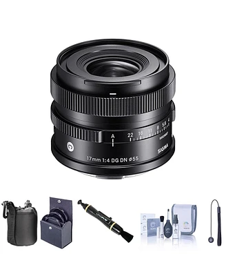 Sigma 17mm f/4.0 Dg Dn Contemporary Lens for L Mount Bundle with 55mm Filter Kit, Lens Pouch, Lens Cleaner, Cleaning Kit, Lens Cap Tether
