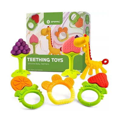 Sperric Baby Teether Toys for Babies 0-6 Months, Newborn Infant Baby Teethers Freezer Safe Silicone Baby Teether Toys, Frozen Teething Toys for Babies