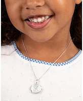 Tiny Blessings Big Girls Children's Sterling Silver Round Locket & Engraved Initial 14-16" Necklace