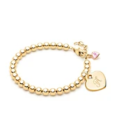 Tiny Blessings Children's 14k gold 4mm Beads & Engraved Initial Girls' 6.25" Bracelet