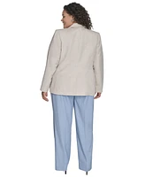 Calvin Klein Plus Linen-Blend One-Button Blazer