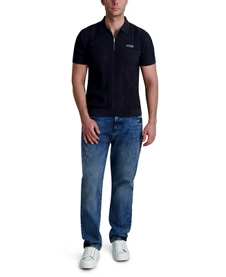 Karl Lagerfeld Paris Men's Cotton Short-Sleeve Quarter-Zip Sweater