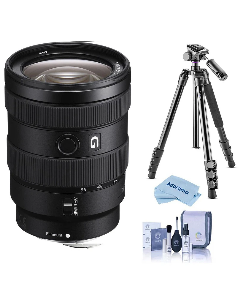 Sony E 16-55mm f/2.8 G Lens, Bundle with Vanguard Alta Pro 264TBH Tripod and Tbh-100 Head, Cleaning Kit, Cleaning Cloth