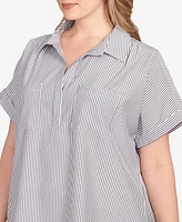 Hearts Of Palm Plus Stripe Pull Over Top