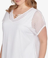 Hearts Of Palm Plus Short Sleeve Textured Top