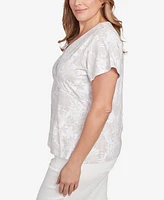 Hearts Of Palm Plus Short Sleeve Surplice Top
