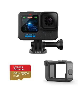 GoPro GoPro HERO12 Black Camera Bundle: Waterproof Action Cam with Go Pro Media Mod and 64GB Micro Sd for Ultimate Content Creation