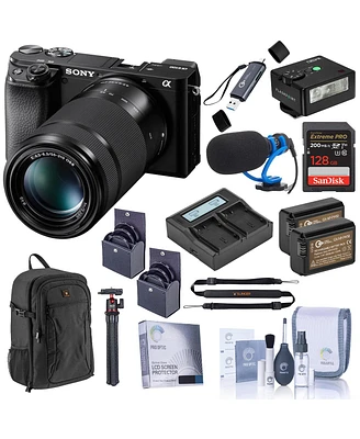Sony Alpha a6100 Mirrorless Camera with 16-50mm & 55-210mm Lenses, Bundle with iM30 Mini Flash, Mt-11 Tripod, 128GB Sdxc Memory Card and 2x Np-FW50 Ba