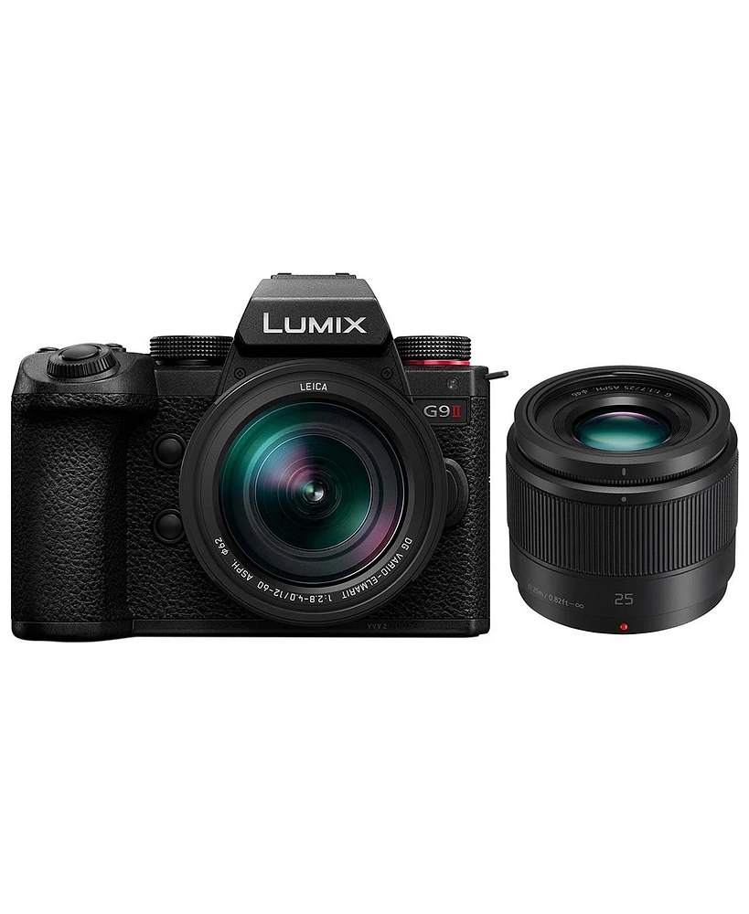Panasonic Lumix G9II Mirrorless Camera with Lumix G Leica Dg Vario-Elmarit 12-60mm f/2.8-4 Lens and 25mm f/1.7 Lens