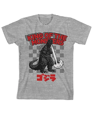 Godzilla Boys King Of The Monsters Crew Neck Short Sleeve Athletic Heather T-shirt-xl