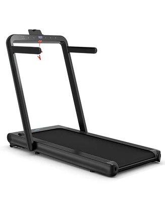 4.75HP 2 In 1 Folding Treadmill with Remote App Control-Black