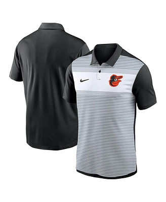 Nike Men's White/Black Baltimore Orioles Vapor Striped Performance Polo Shirt