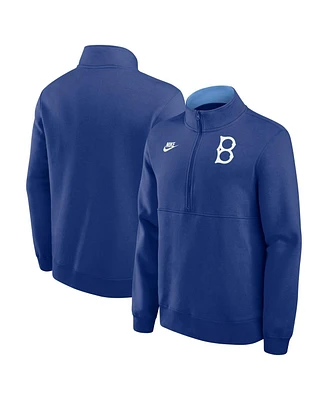 Nike Men's Royal Brooklyn Dodgers Cooperstown Collection Fleece Half-Zip Pullover Sweatshirt