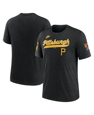 Nike Men's Heather Black Pittsburgh Pirates Cooperstown Collection Eras Tri-Blend T-Shirt
