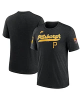 Nike Men's Heather Black Pittsburgh Pirates Cooperstown Collection Eras Tri-Blend T-Shirt