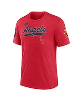 Nike Men's Heather Red California Angels Cooperstown Collection Eras Tri-Blend T-Shirt