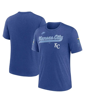 Nike Men's Heather Royal Kansas City Royals Cooperstown Collection Eras Tri-Blend T-Shirt