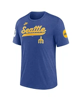 Nike Men's Heather Royal Seattle Mariners Cooperstown Collection Eras Tri-Blend T-Shirt