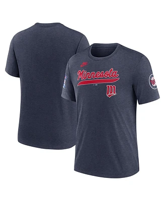 Nike Men's Heather Navy Minnesota Twins Cooperstown Collection Eras Tri-Blend T-Shirt