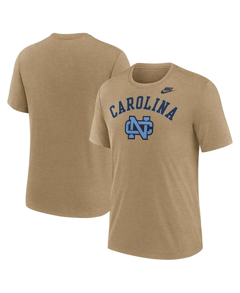Nike Men's Heather Light Brown North Carolina Tar Heels Legacy Arch Tri-Blend T-Shirt