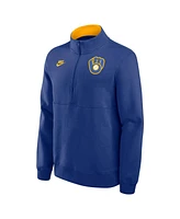 Nike Men's Royal Milwaukee Brewers Cooperstown Collection Fleece Half-Zip Pullover Sweatshirt