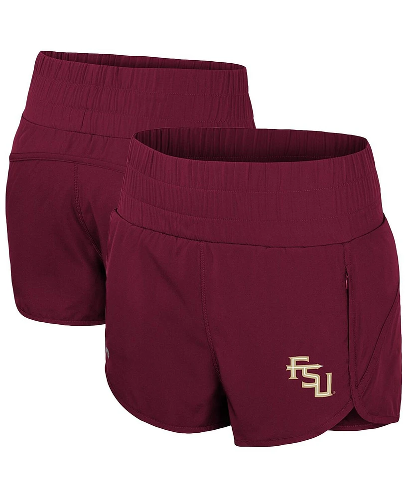 Colosseum Women's Garnet Florida State Seminoles Stop By Smocked High Waist Shorts