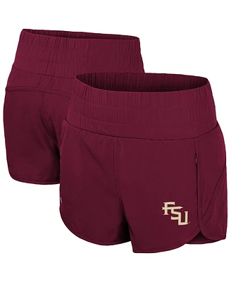 Colosseum Women's Garnet Florida State Seminoles Stop By Smocked High Waist Shorts