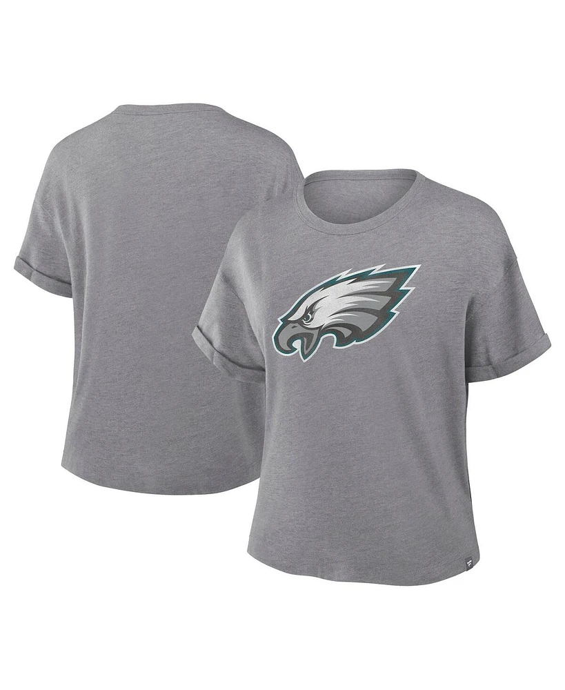Fanatics Women's Heather Gray Philadelphia Eagles Tribute Tri-Blend T-Shirt