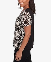 Alfred Dunner Petite Natural Instinct Crochet Flower Tee