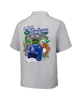 Tommy Bahama Men's Gray Los Angeles Dodgers Hit and Run Silk Camp Button-Up Shirt