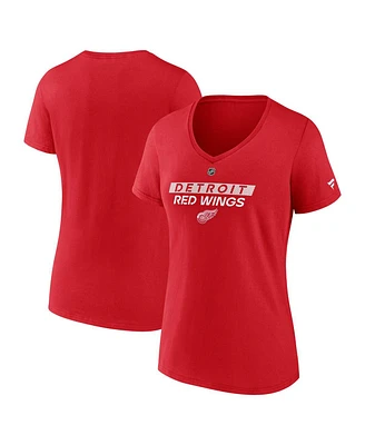 Fanatics Women's Red Detroit Wings Authentic Pro Core Primary V-Neck T-Shirt