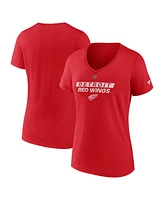 Fanatics Women's Red Detroit Wings Authentic Pro Core Primary V-Neck T-Shirt