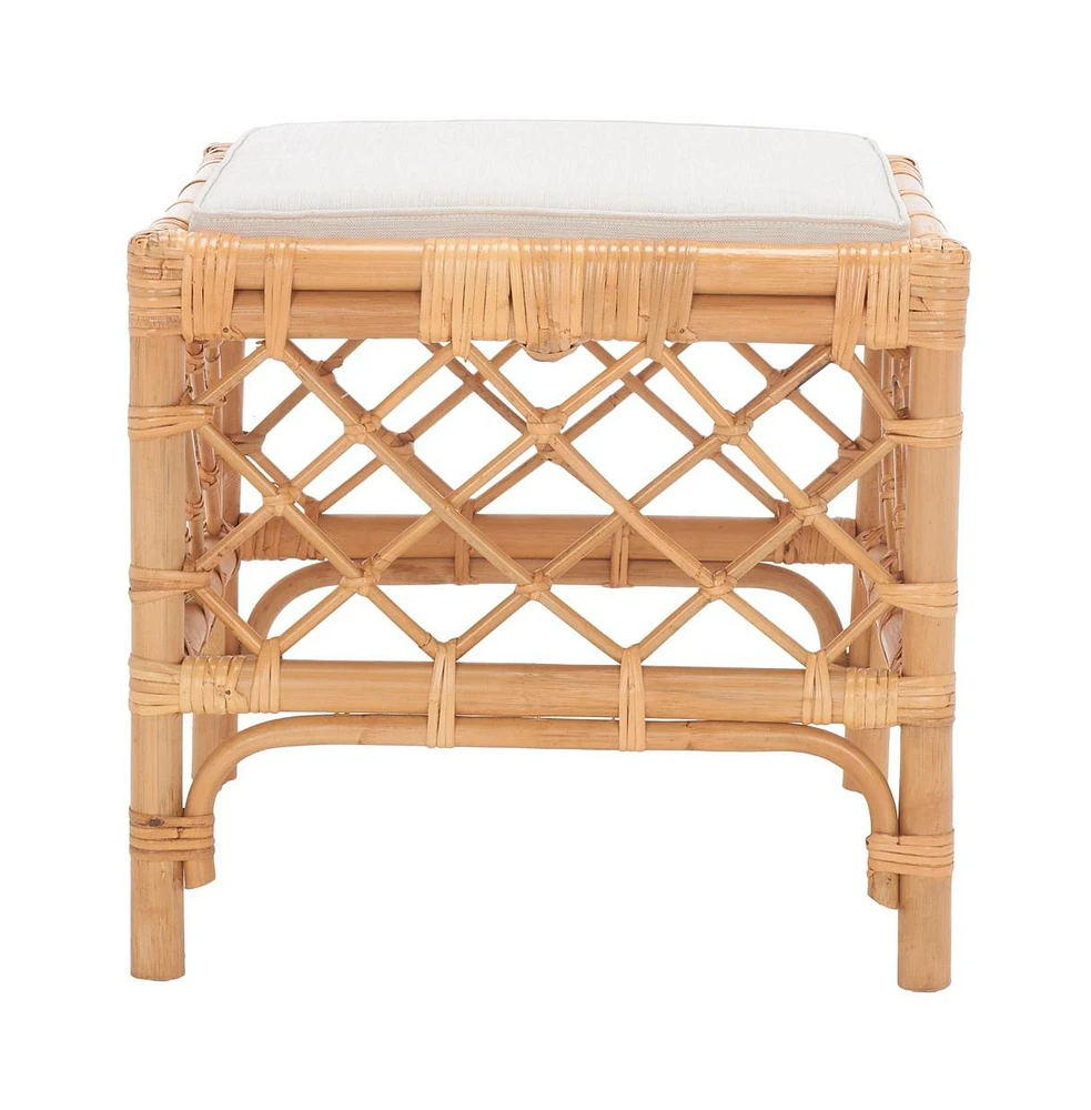 Larroux Rattan Ottoman W/ Cush