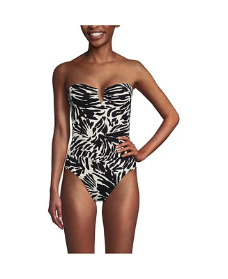 Lands' End Women's Slender Suit U-Wire Bandeau One Piece Swimsuit