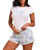 Adore Me Women's Kassie Short Sleeve T-Shirt & Shorts Set