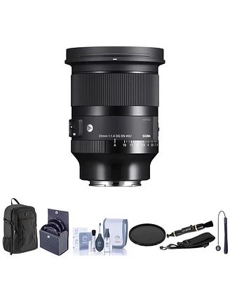 Sigma 20mm f/1.4 Dg Dn Art Lens for Sony E Bundle with Backpack, Camera Strap, 82mm Filter Kit, 82mm Vnd Filter, Lens Cleaner, Cleaning Kit, Lens Cap