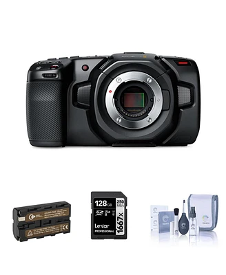 Blackmagic Design Blackmagic Design Pocket Cinema Camera 4K, Bundled With, Extra Rechargeable Battery Pack, 128GB Sdxc Memory Card, Care & Cleaning Ki