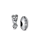 Bling Jewelry Set of 2 Usa Rugby Sports & School Spirit Cheerleader Charm Bead Sterling Silver